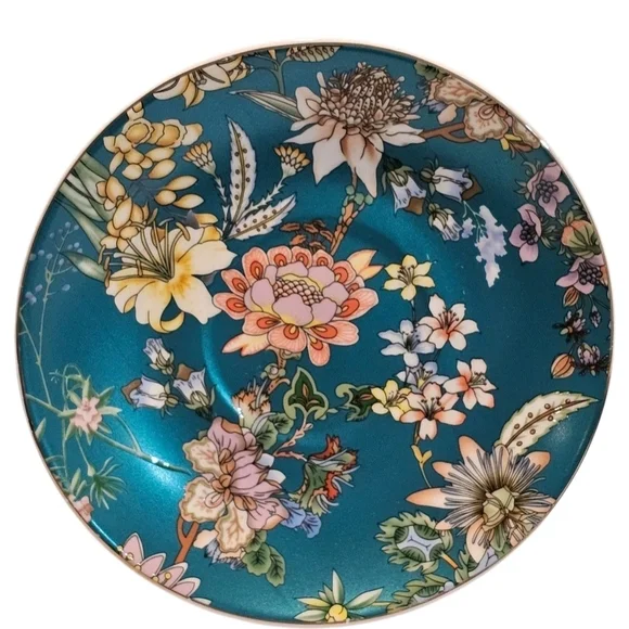 Peipocron British Floral Coffee/Tea Cup and Saucer Set With Gold Trim - 7 fl oz - Picture 5 of 9